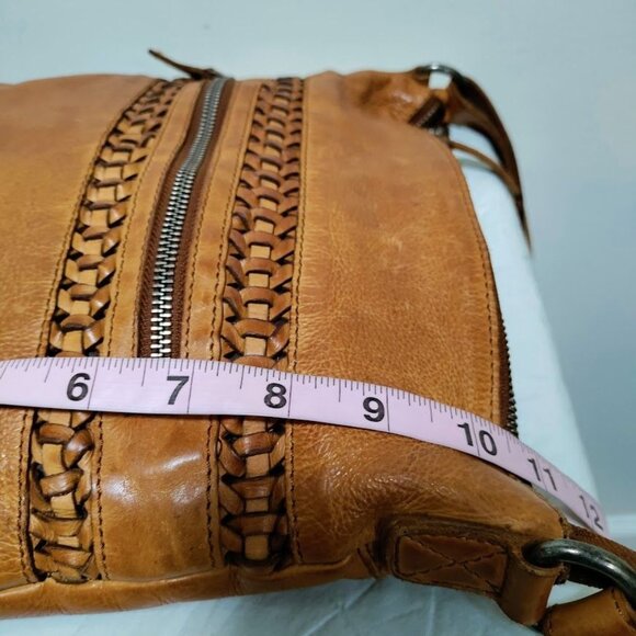 Vilenca Holland Woven Trim Adjustable Straps Leather Crossbody Bag Womens Brown - Picture 6 of 12